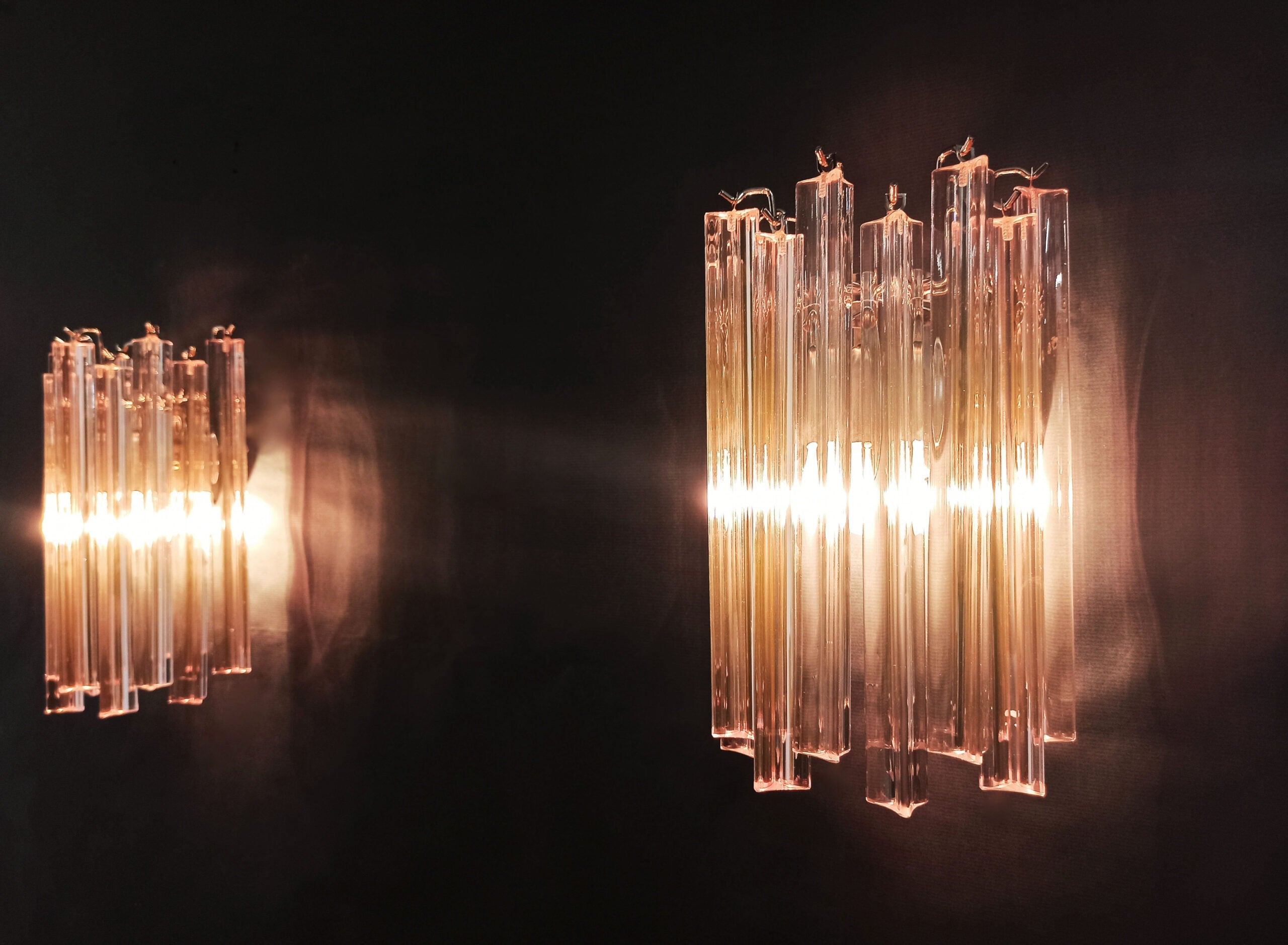 Murano Wall Lamp | 9 Pink Prism Glass | Set of 2