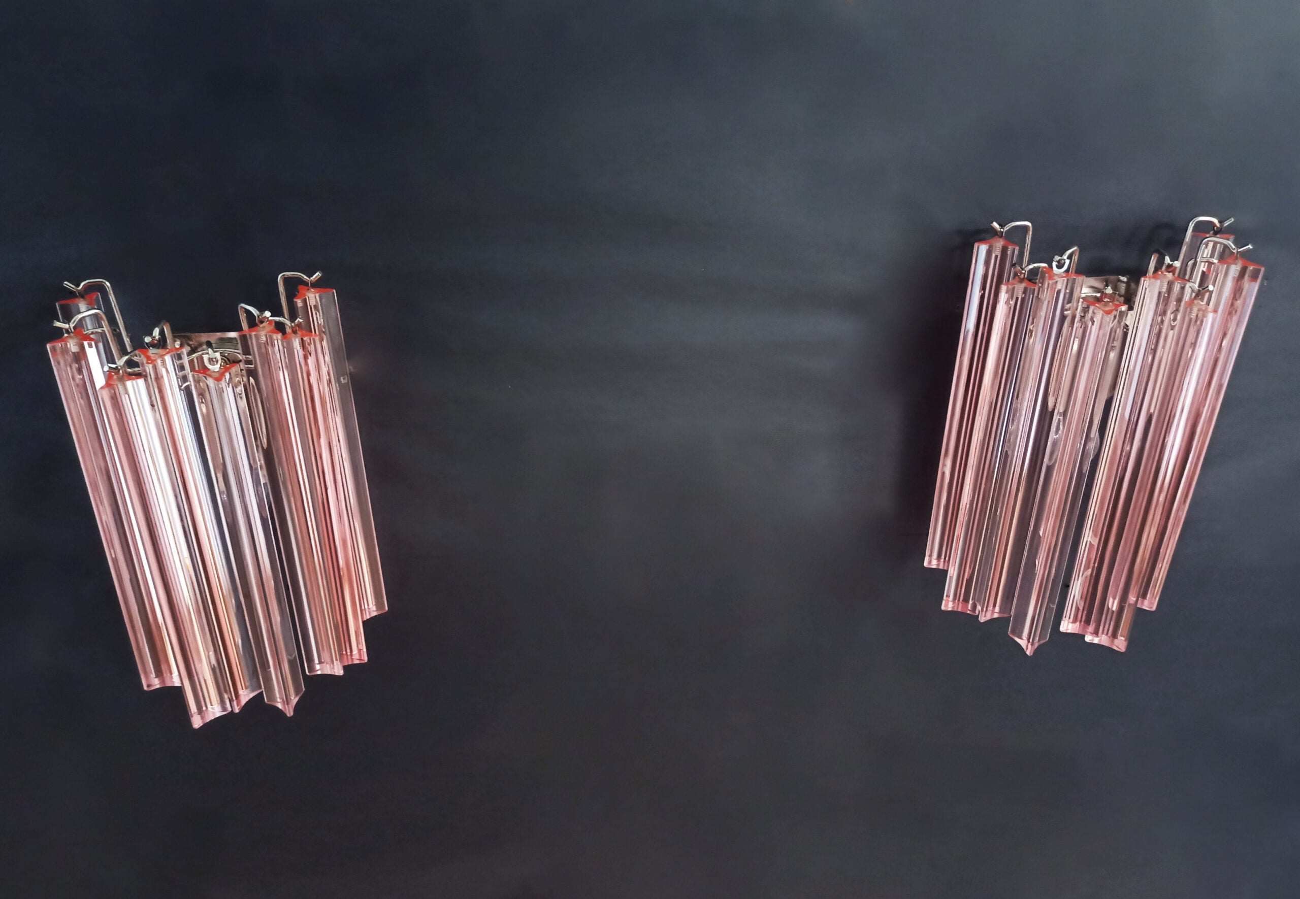 Murano Wall Lamp | 9 Pink Prism Glass | Set of 2