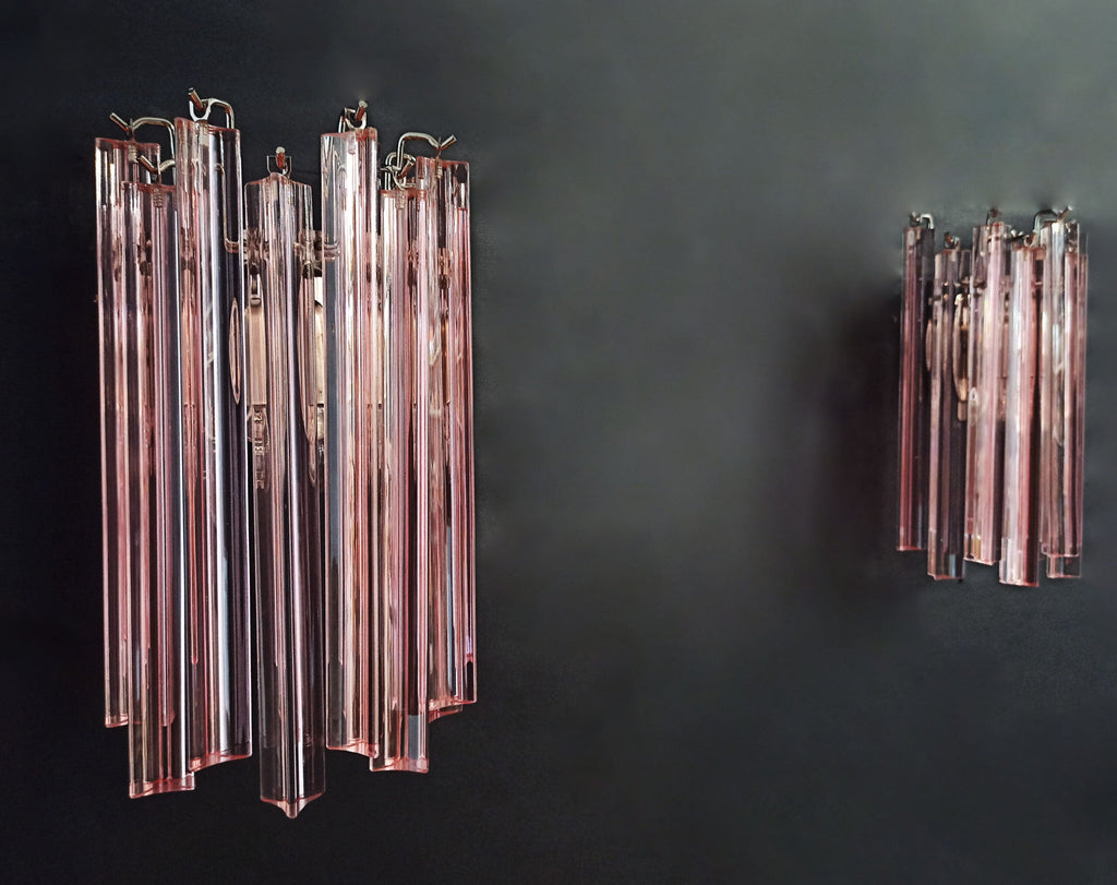 Murano Wall Lamp | 9 Pink Prism Glass | Set of 2