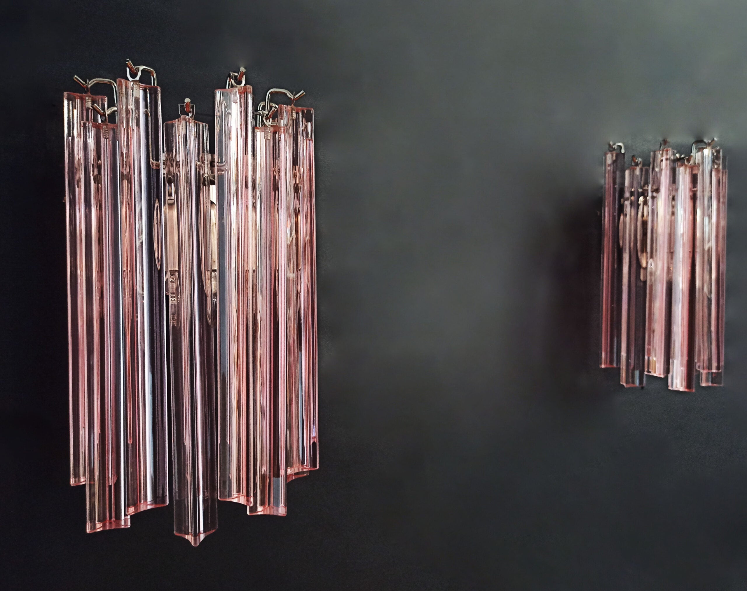 Murano Wall Lamp | 9 Pink Prism Glass | Set of 2