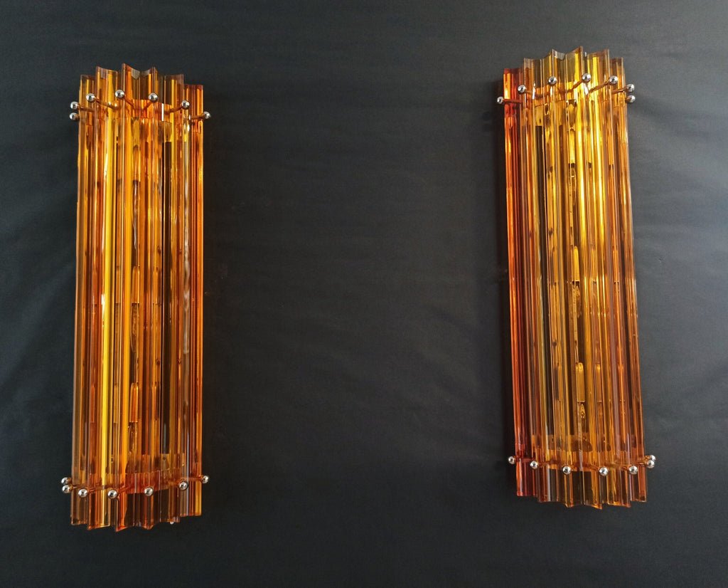 Murano Wall Lamp | 7 Yellow Prism Glass | Set of 2