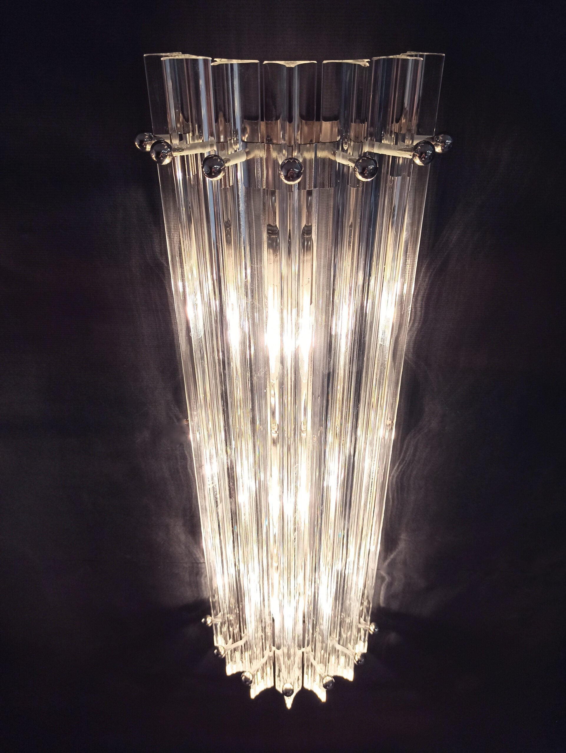Murano Wall Lamp | 7 Clear Prism Glass | Set of 2