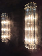 Murano Wall Lamp | 7 Clear Prism Glass | Set of 2