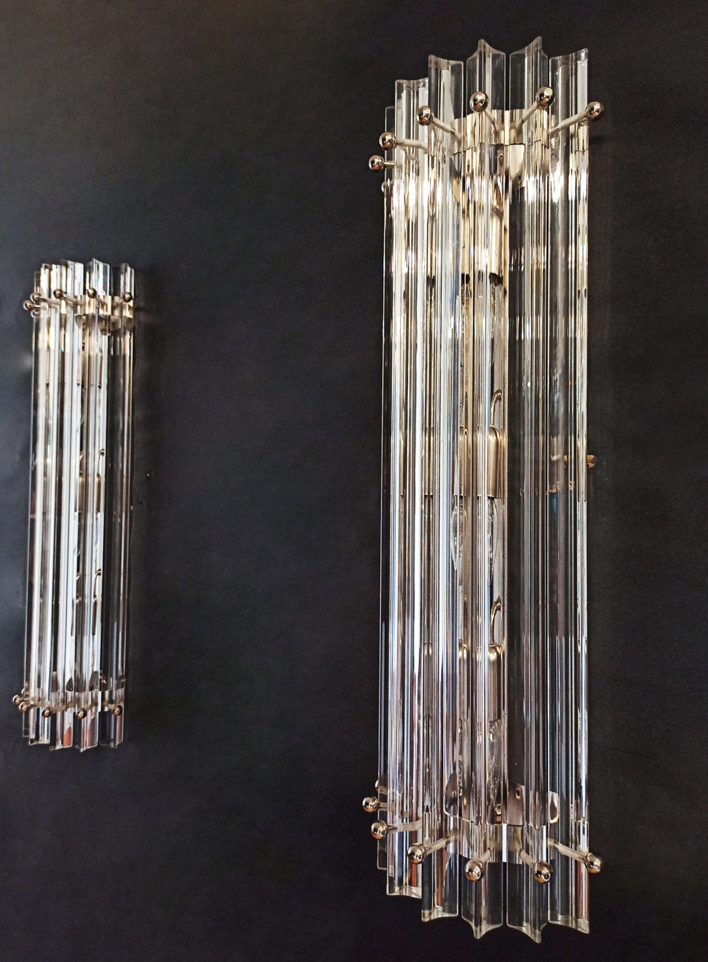 Murano Wall Lamp | 7 Clear Prism Glass | Set of 2