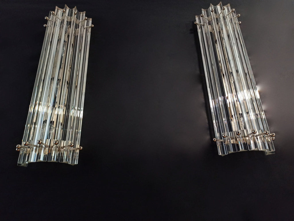 Murano Wall Lamp | 7 Clear Prism Glass | Set of 2