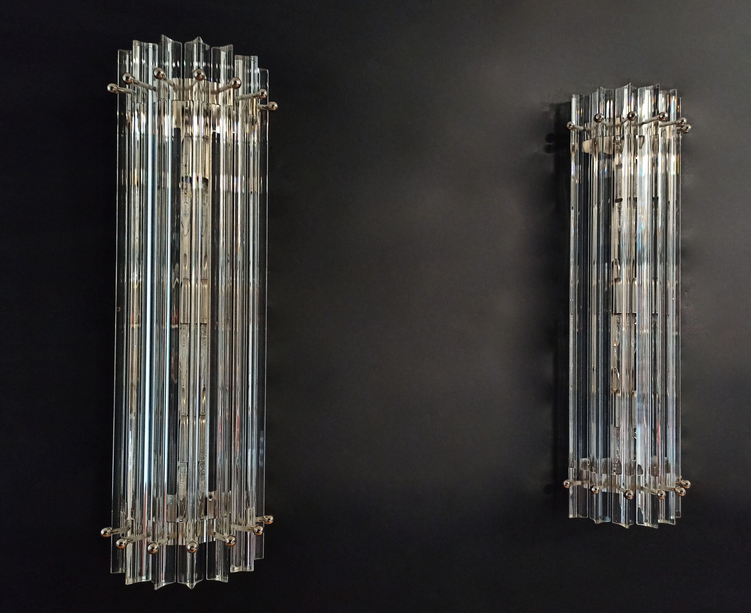 Murano Wall Lamp | 7 Clear Prism Glass | Set of 2