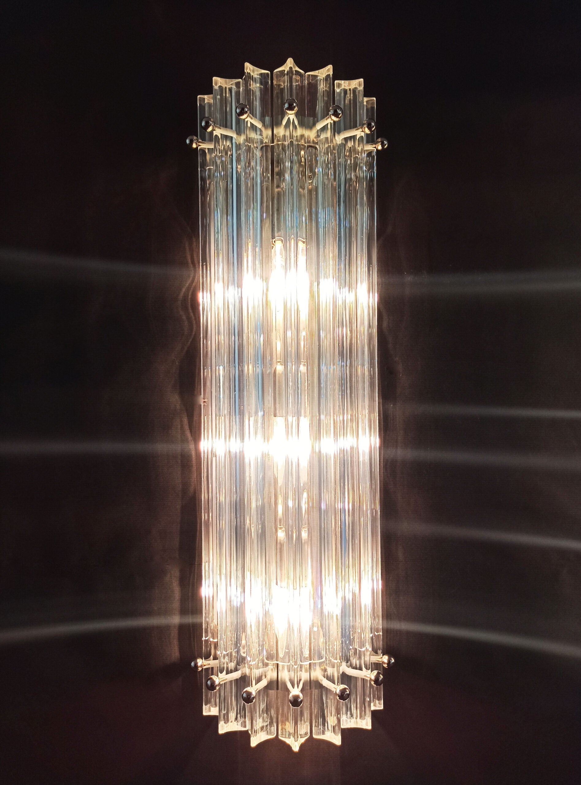 Murano Wall Lamp | 7 Iris Clear Prism Glass | Set of 2