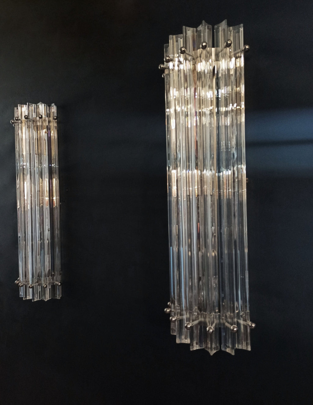 Murano Wall Lamp | 7 Iris Clear Prism Glass | Set of 2