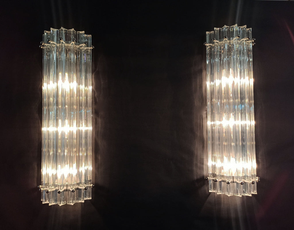 Murano Wall Lamp | 7 Iris Clear Prism Glass | Set of 2