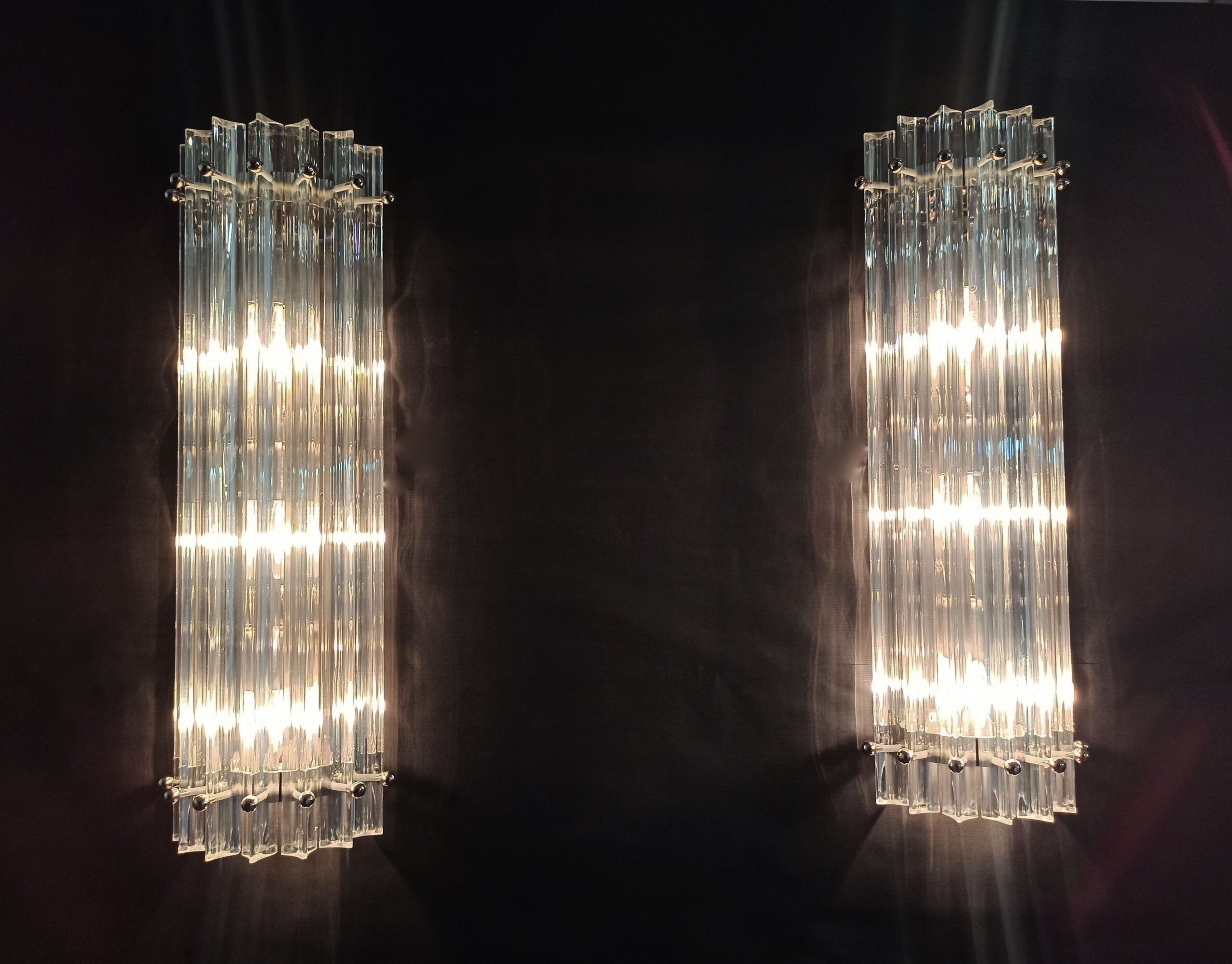 Murano Wall Lamp | 7 Iris Clear Prism Glass | Set of 2