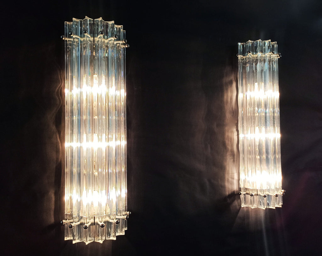 Murano Wall Lamp | 7 Iris Clear Prism Glass | Set of 2
