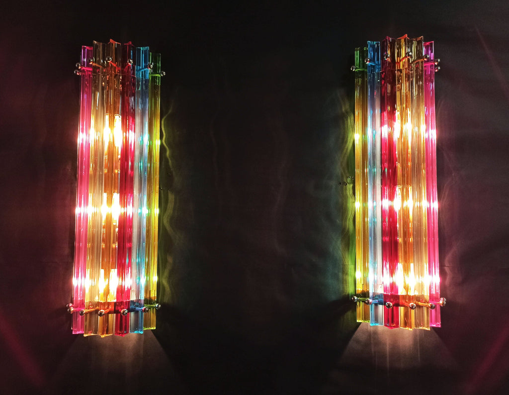 Murano Wall Lamp | 7 Multicolour Prism Glass | Set of 2