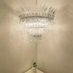 Palm Leaves Murano Transparent Glass Chandelier detail view