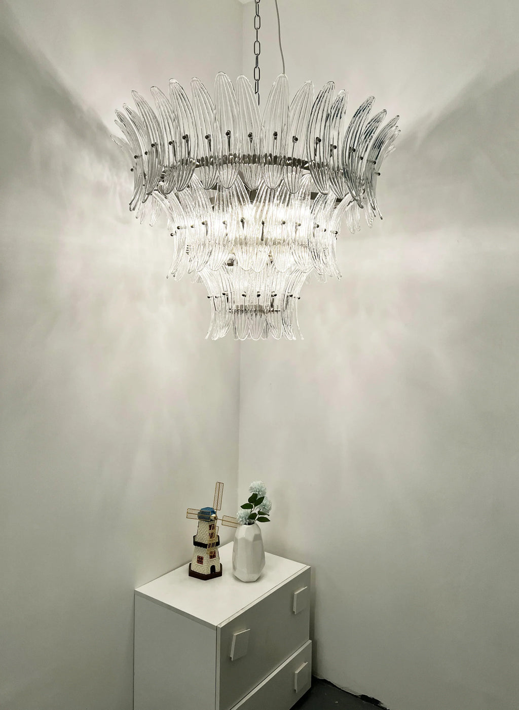 Palm Leaves Murano Transparent Glass Chandelier product image