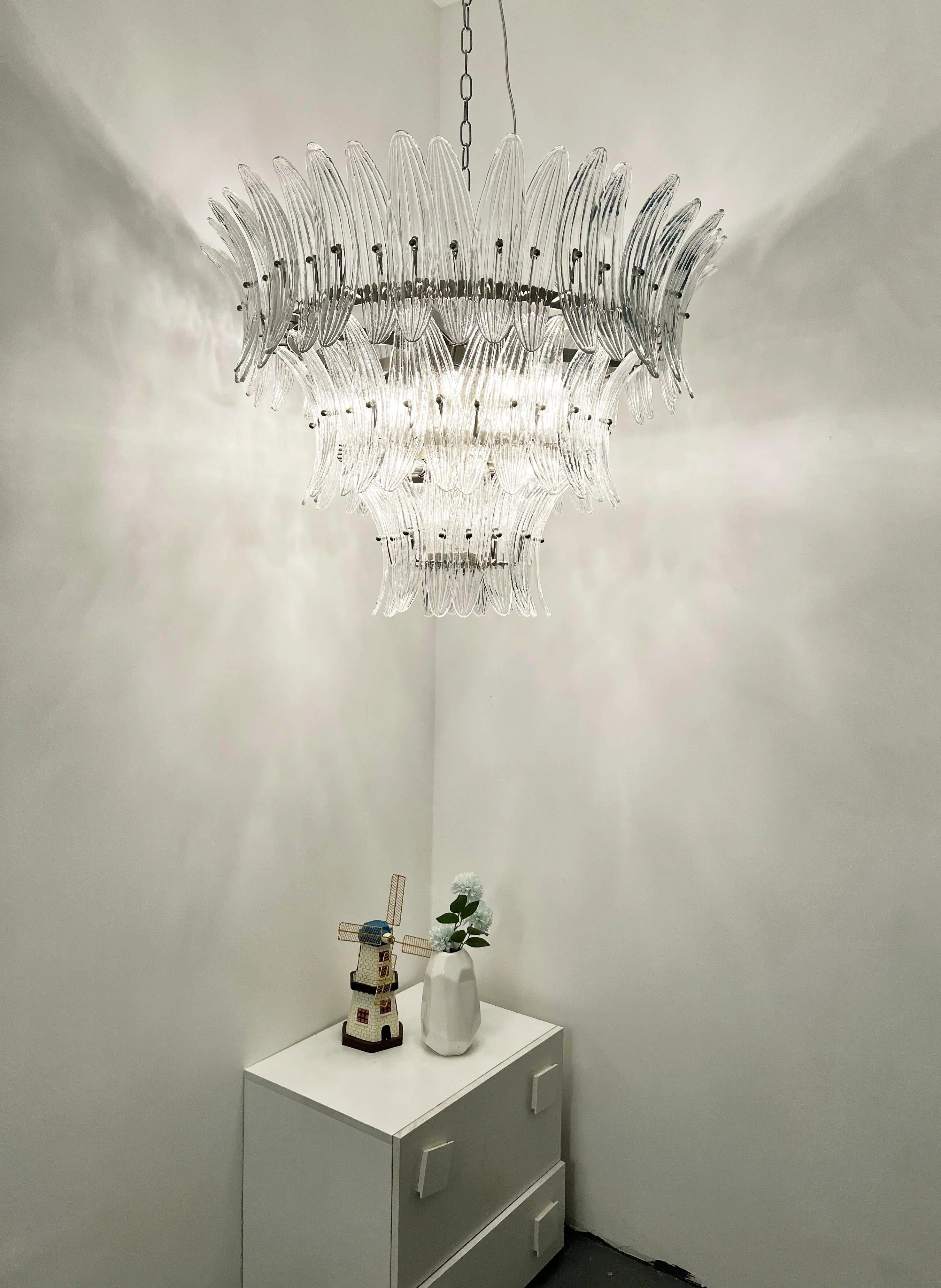 Palm Leaves Murano Transparent Glass Chandelier product image