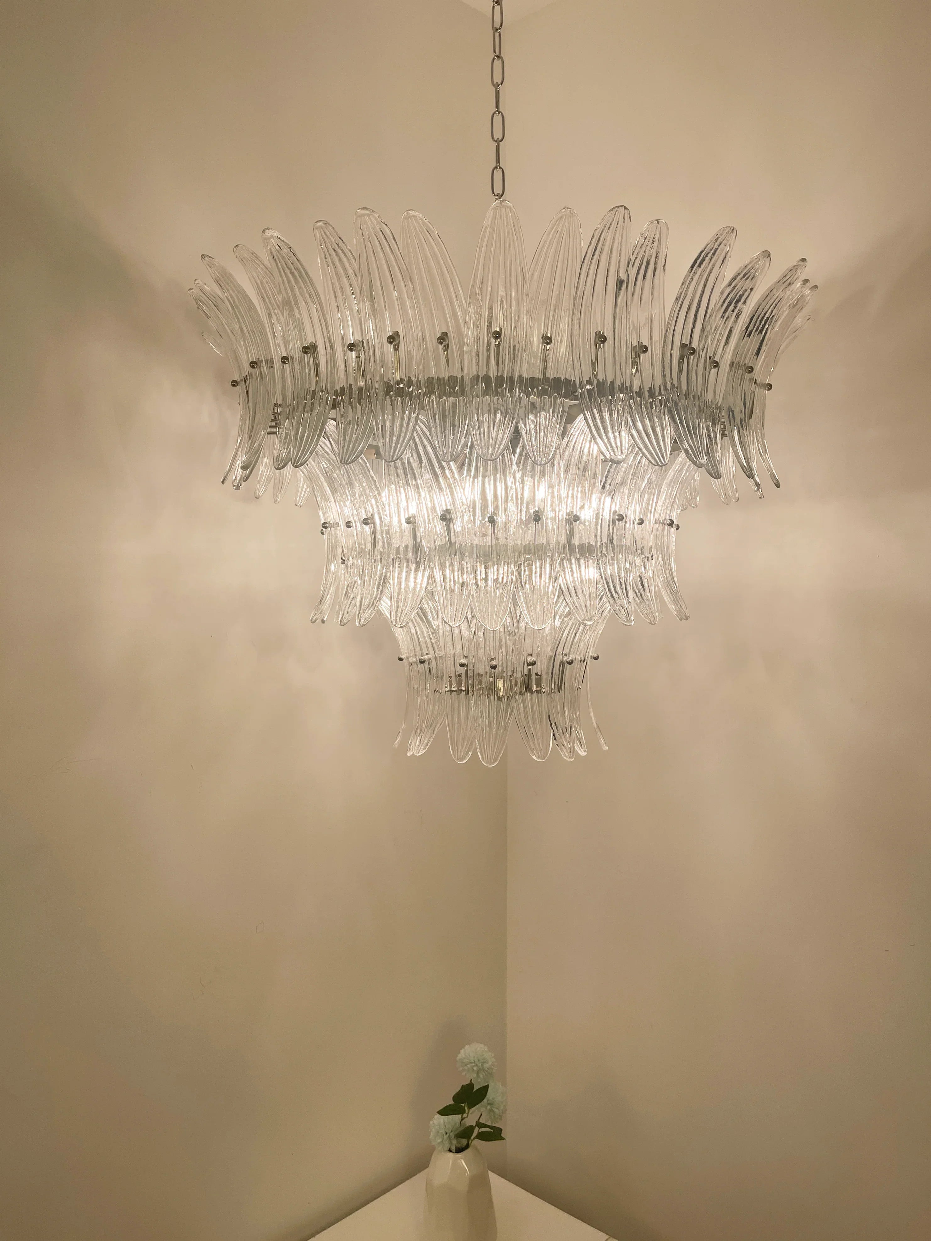 Palm Leaves Murano Transparent Glass Chandelier product image
