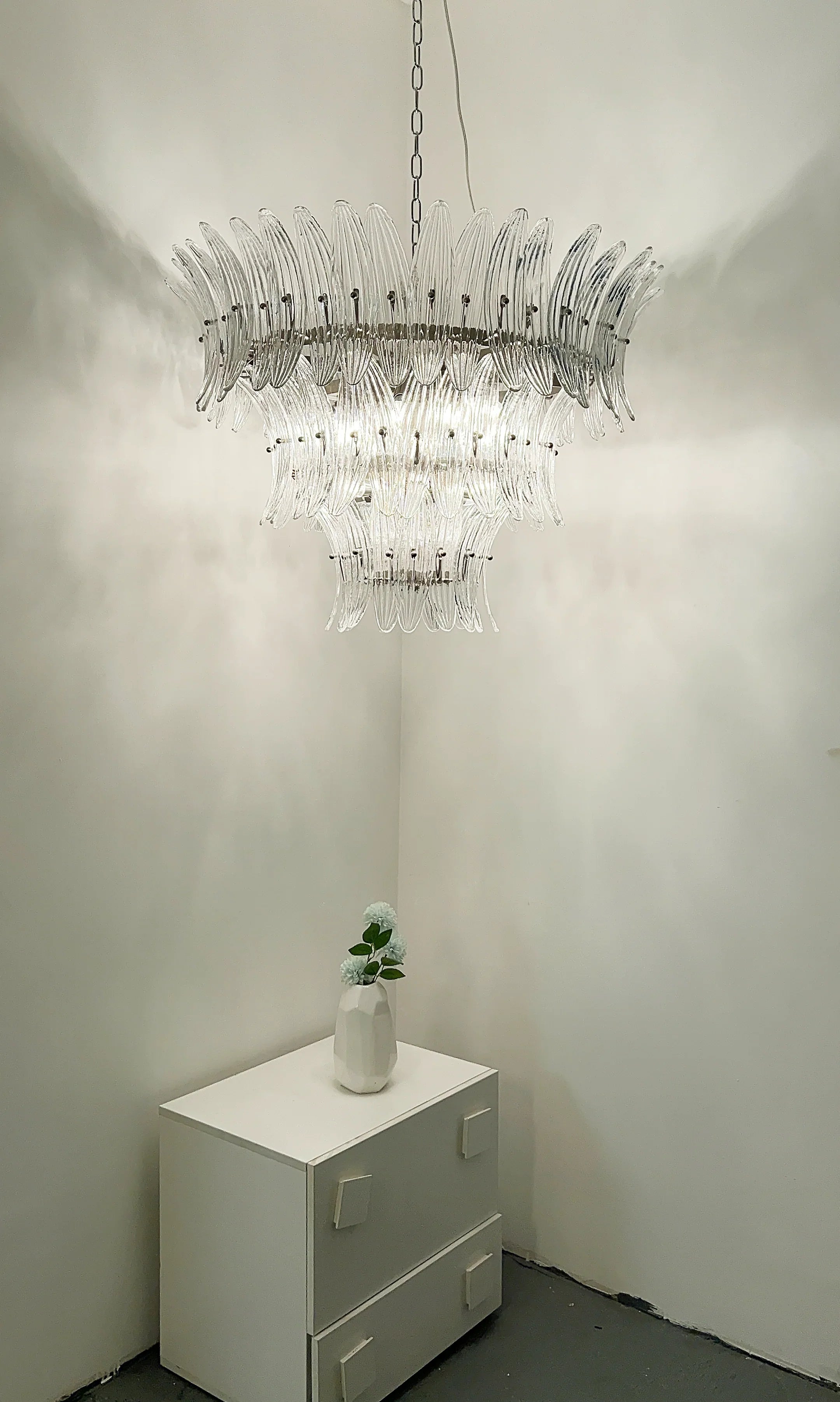 Palm Leaves Murano Transparent Glass Chandelier product image
