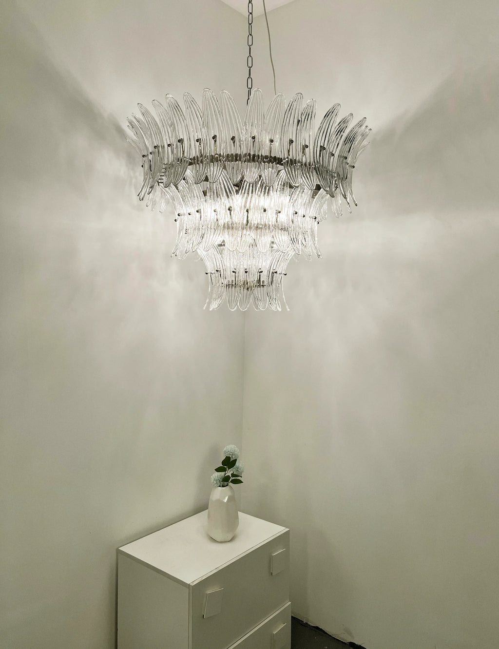 Palm Leaves Murano Transparent Glass Chandelier product image