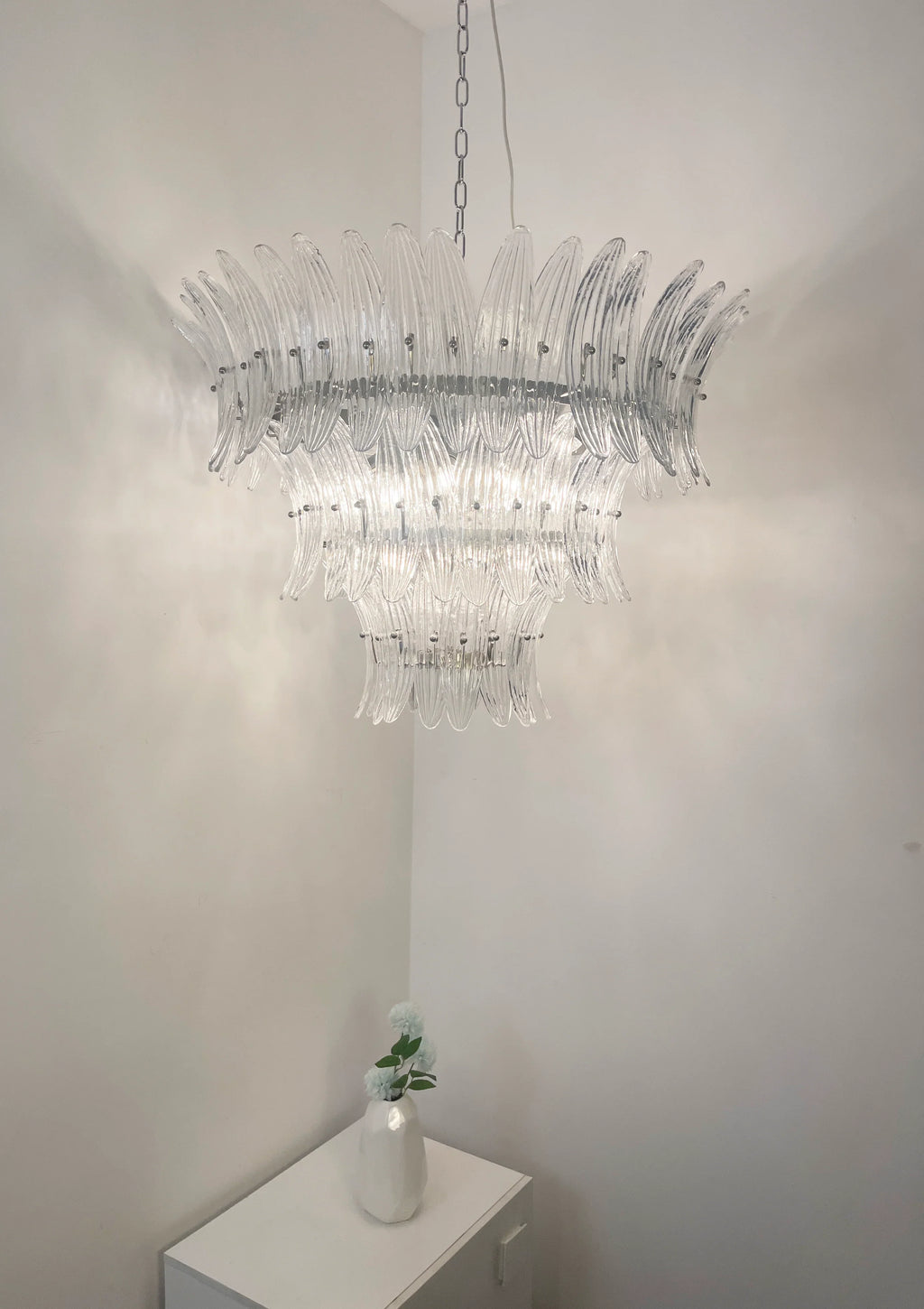 Palm Leaves Murano Transparent Glass Chandelier additional product view
