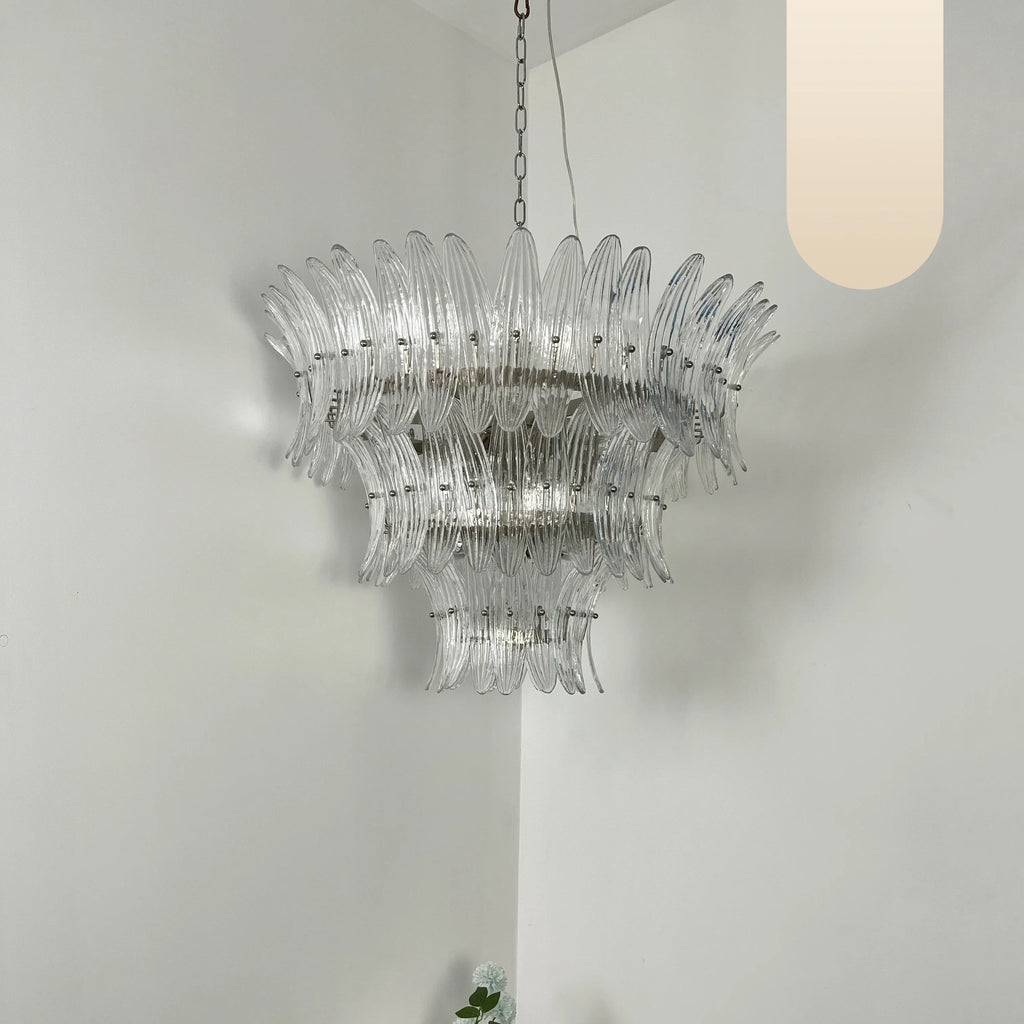 Palm Leaves Murano Transparent Glass Chandelier product image