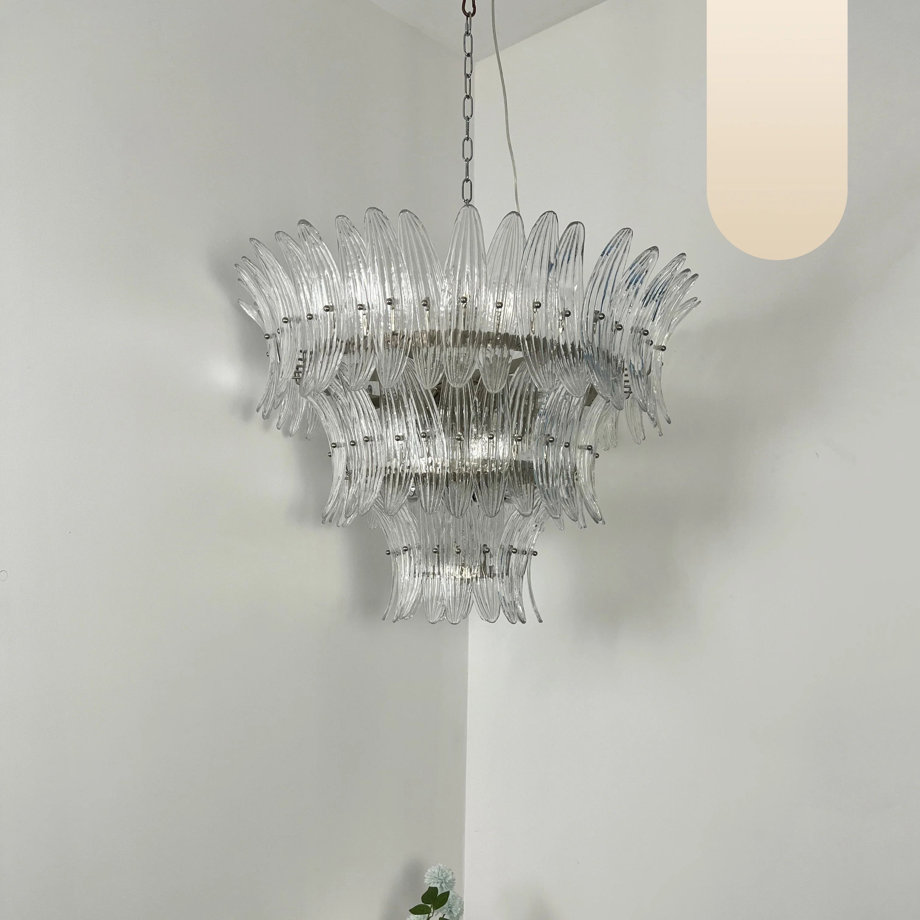 Palm Leaves Murano Transparent Glass Chandelier product image