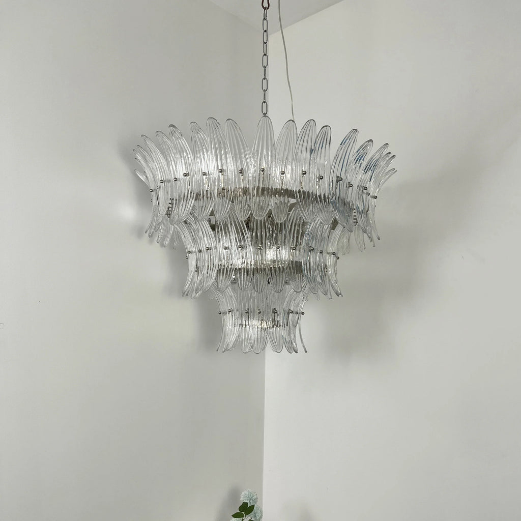Palm Leaves Murano Transparent Glass Chandelier product image