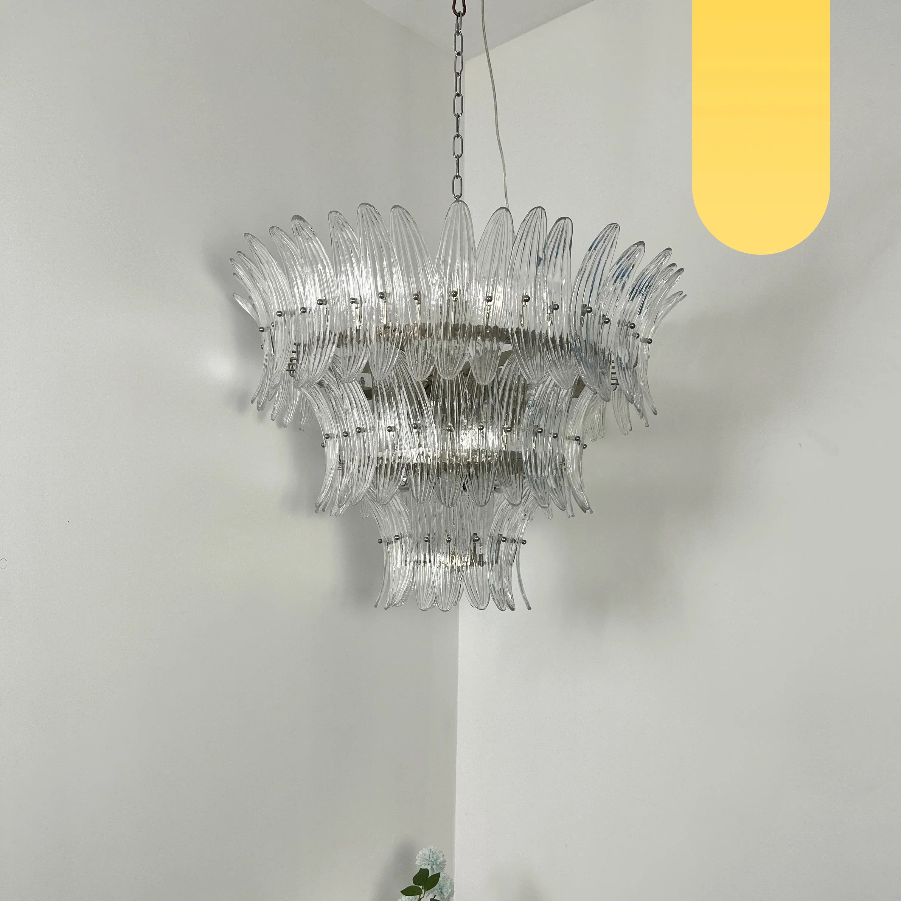 Palm Leaves Murano Transparent Glass Chandelier product image