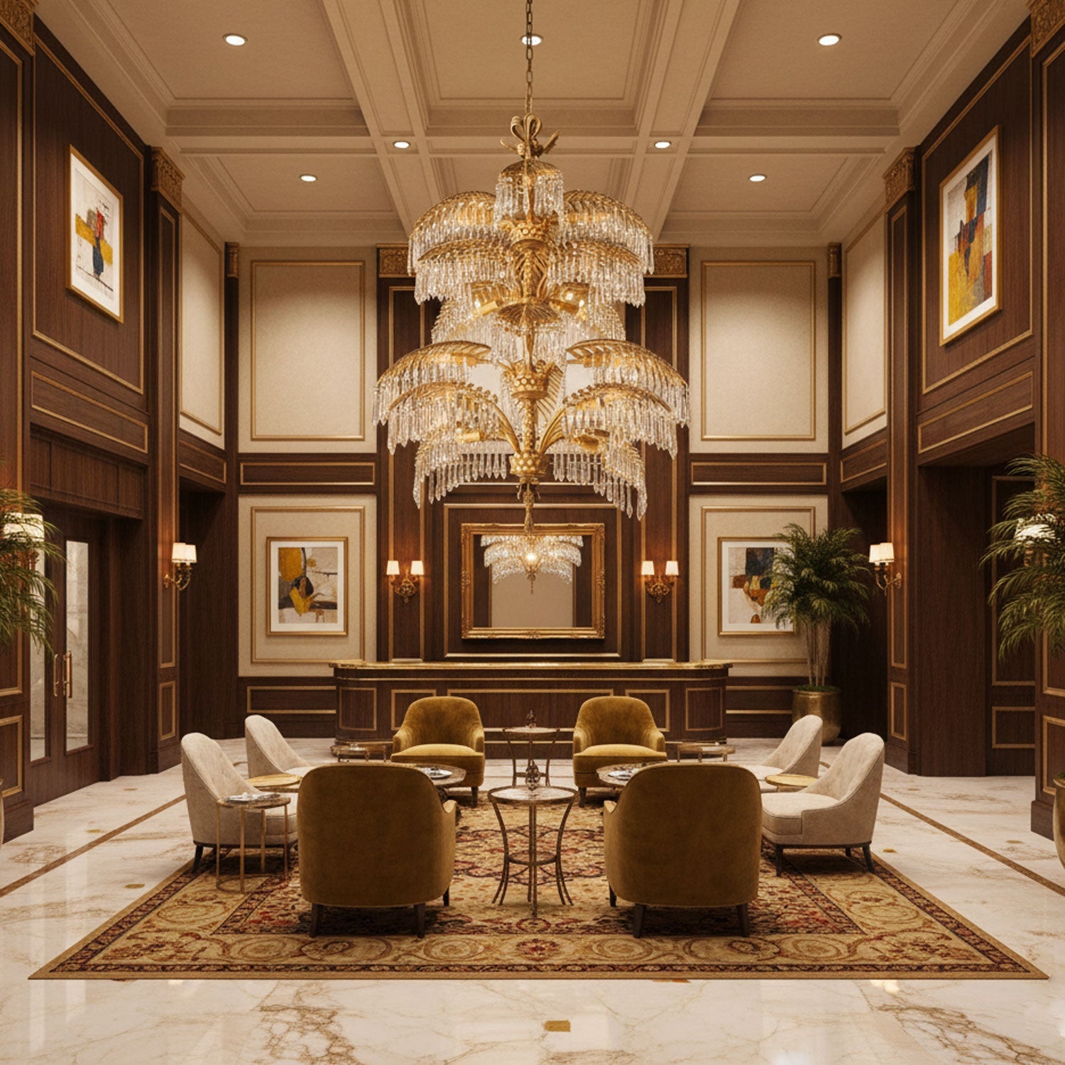 Palmera Brass Crystal Chandelier