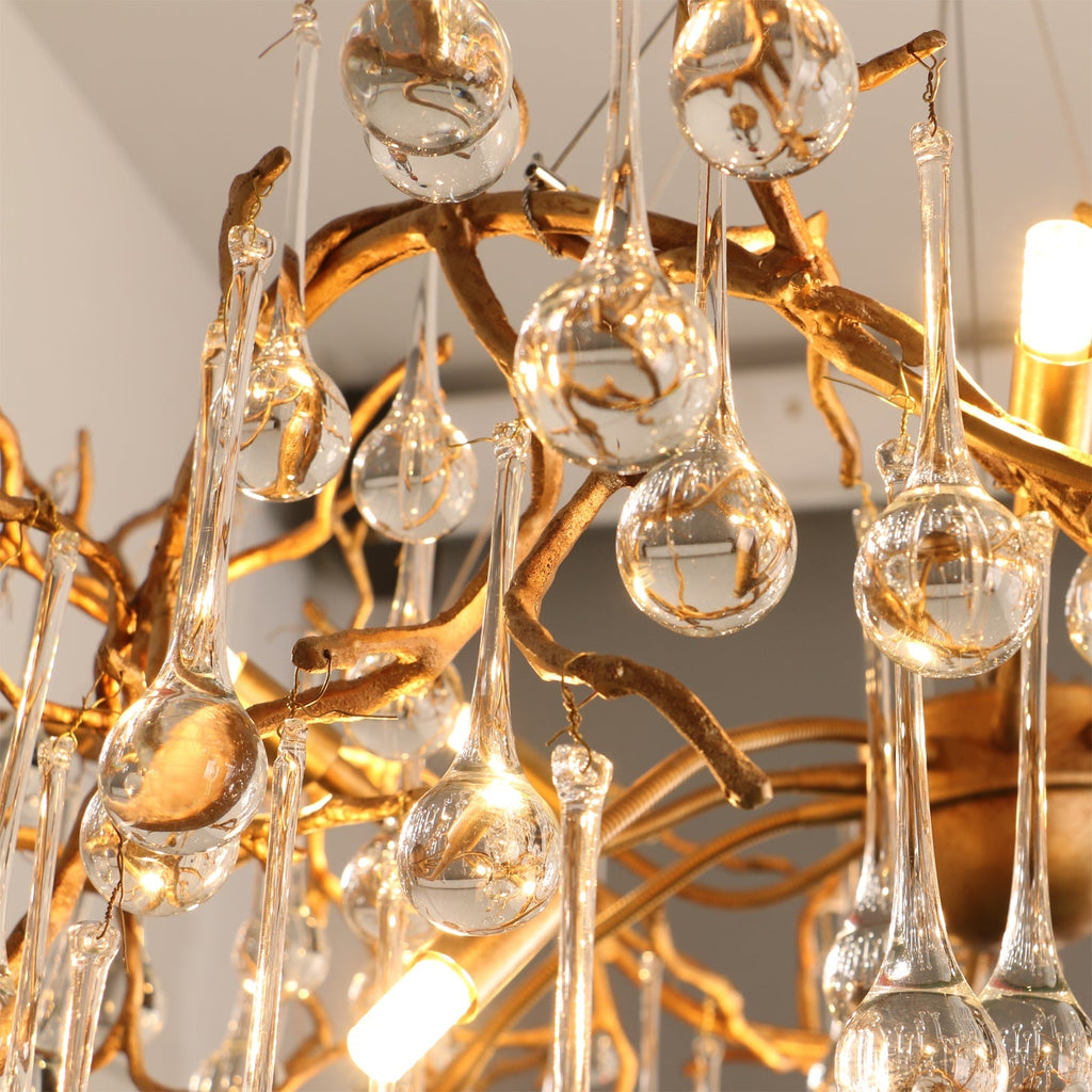 Palwa Branch Brass Crystal Chandelier by Bling Lighting Studio