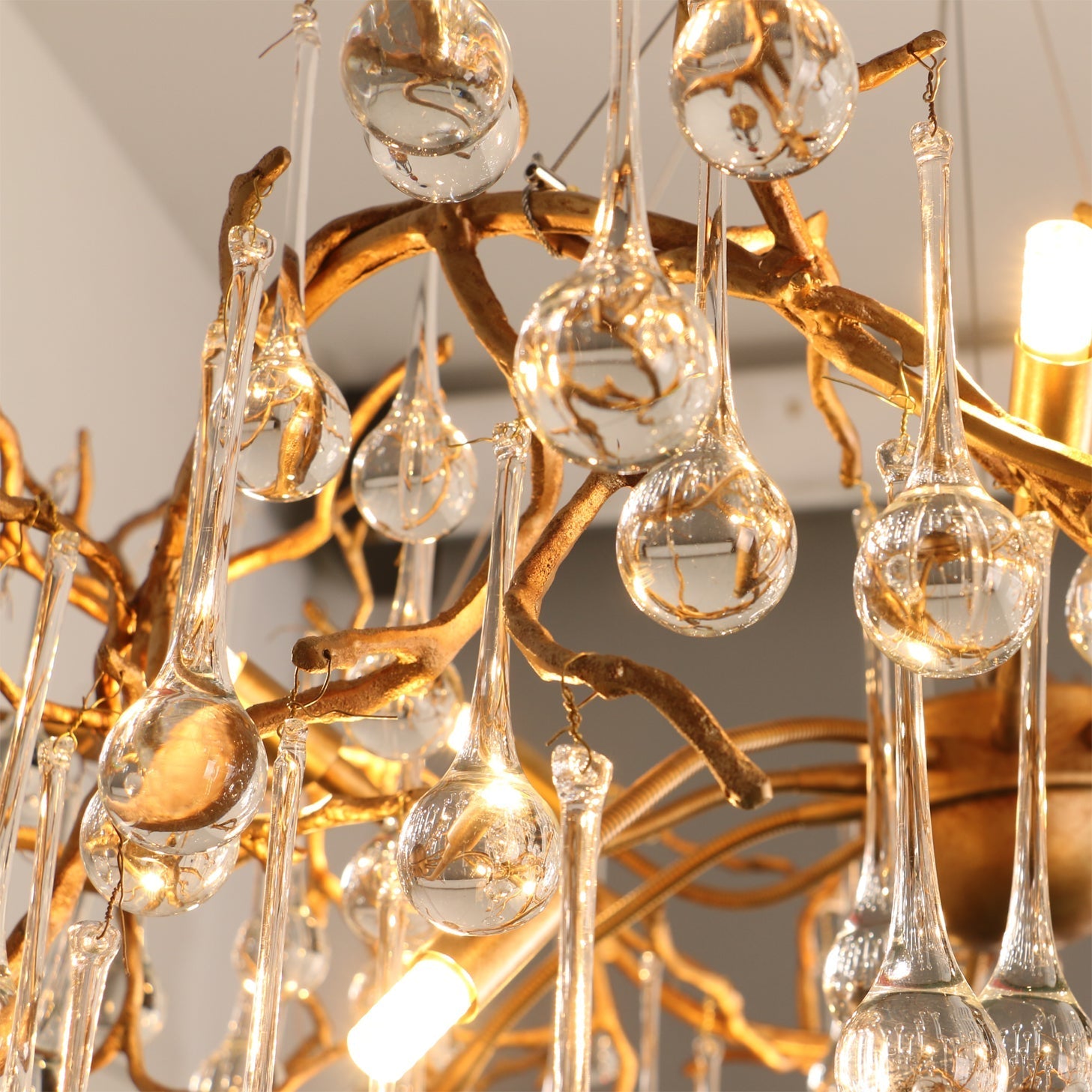 Palwa Branch Brass Crystal Chandelier by Bling Lighting Studio
