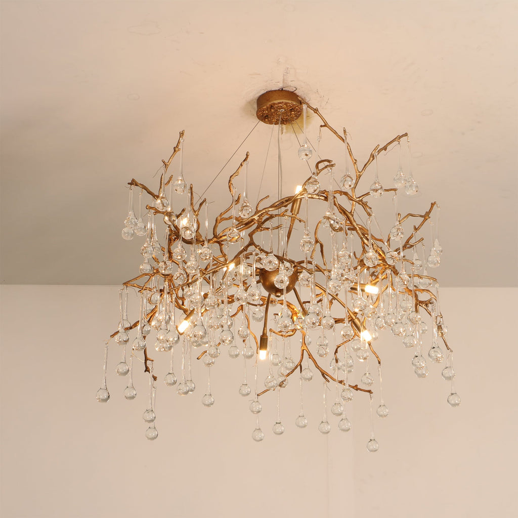Palwa Branch Brass Crystal Chandelier by Bling Lighting Studio