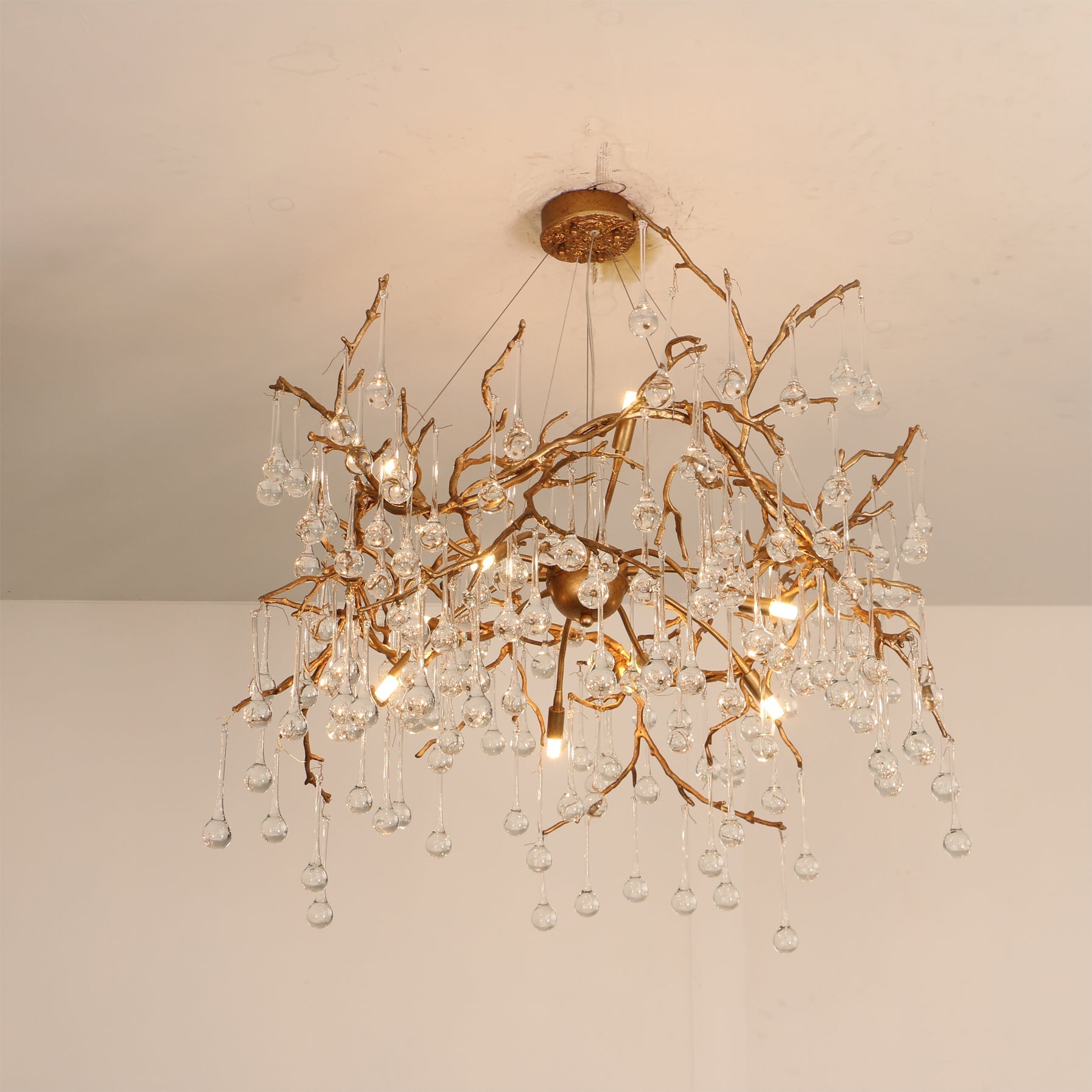 Palwa Branch Brass Crystal Chandelier by Bling Lighting Studio