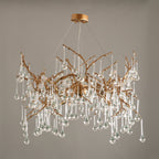 Palwa Branch Brass Crystal Chandelier by Bling Lighting Studio