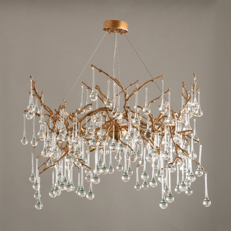 Palwa Branch Brass Crystal Chandelier by Bling Lighting Studio