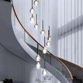 Pely Modern Crystal Stairway Chandelier for high ceiling staircase and foyer lighting