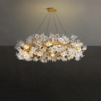 Modern Flower Crystal Round Brass Branch Chandelier by Bling Lighting Studio