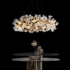 Modern Flower Crystal Round Brass Branch Chandelier by Bling Lighting Studio