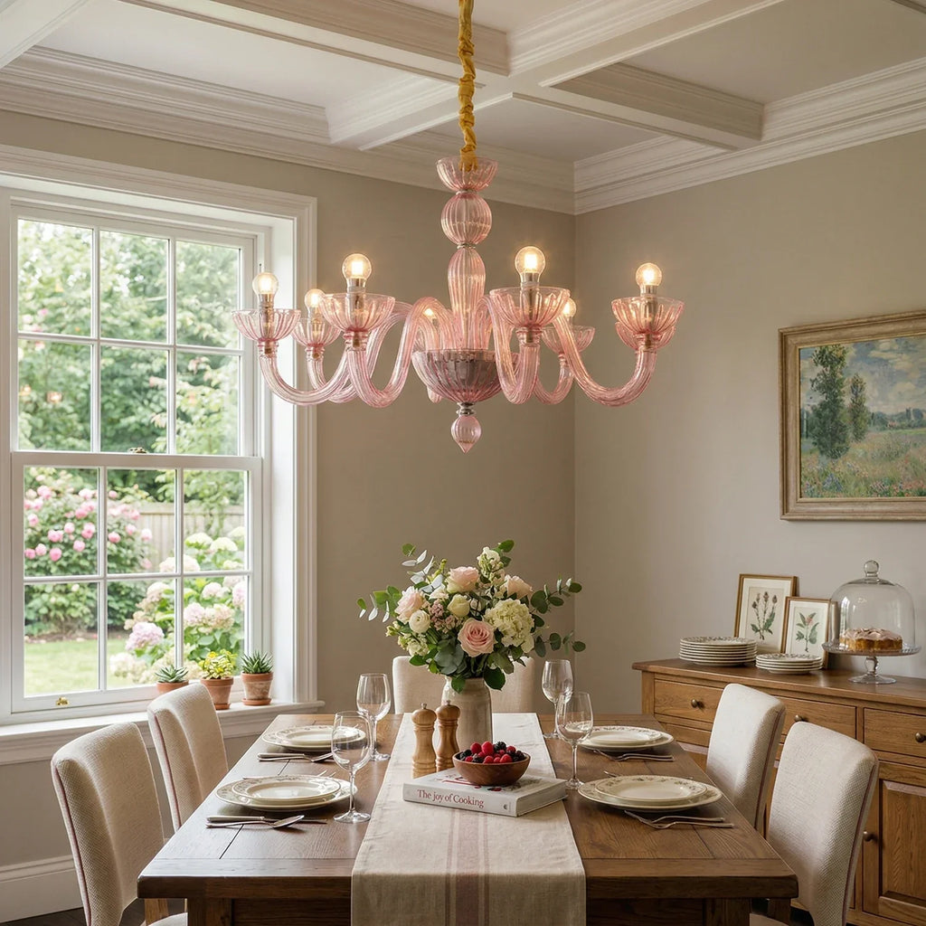 Pink Ares Murano Glass Chandelier detail view