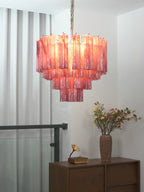 Star Shaped Tube Red Clouds Glass Chandelier detail view