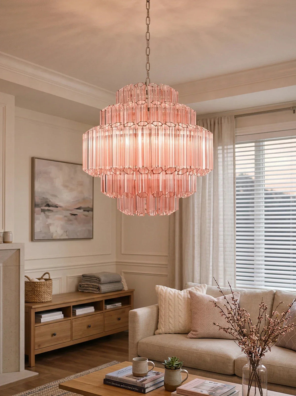 Pink Palermo Round Chandelier detail view