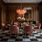 Murano Poliedri Pink Polygon Drop Chandelier detail view