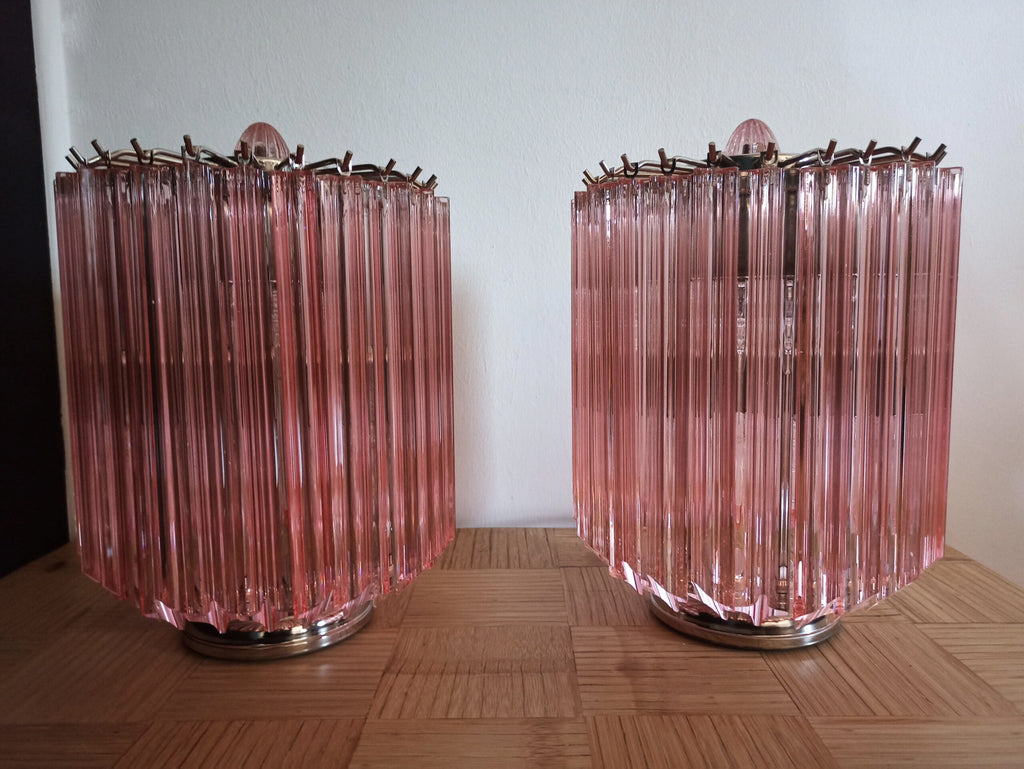 Murano Table Lamp | 24 Pink Prism Glass | Set of 2