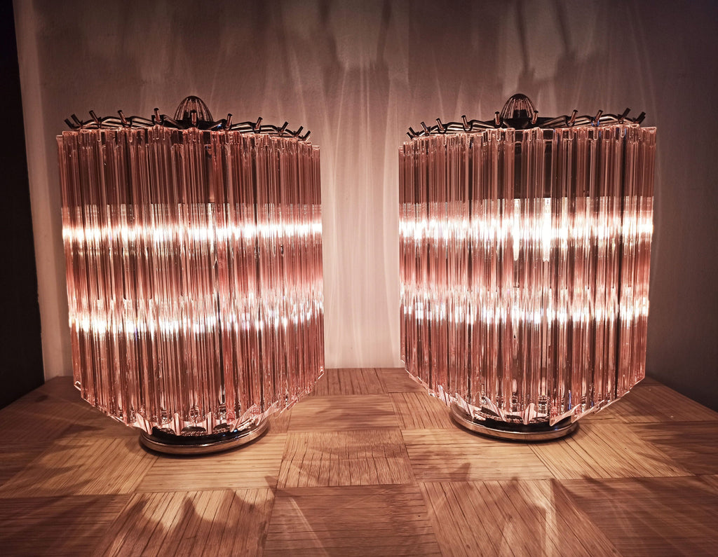 Murano Table Lamp | 24 Pink Prism Glass | Set of 2