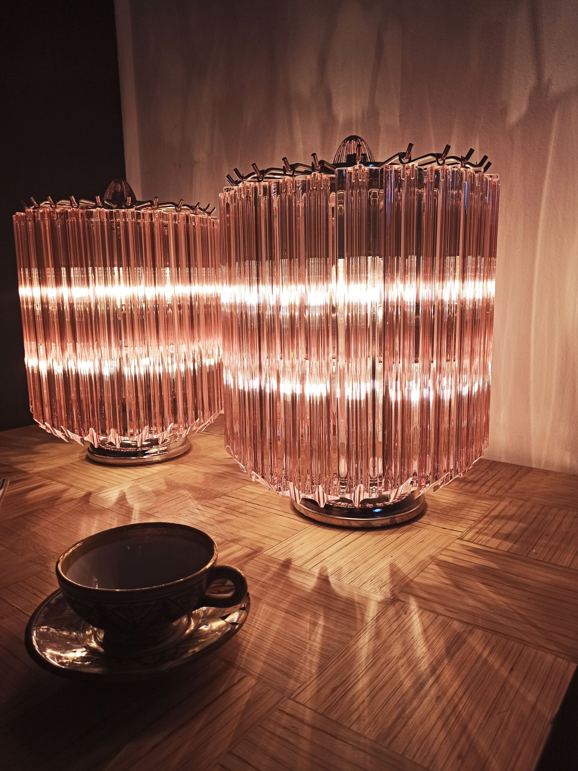 Murano Table Lamp | 24 Pink Prism Glass | Set of 2