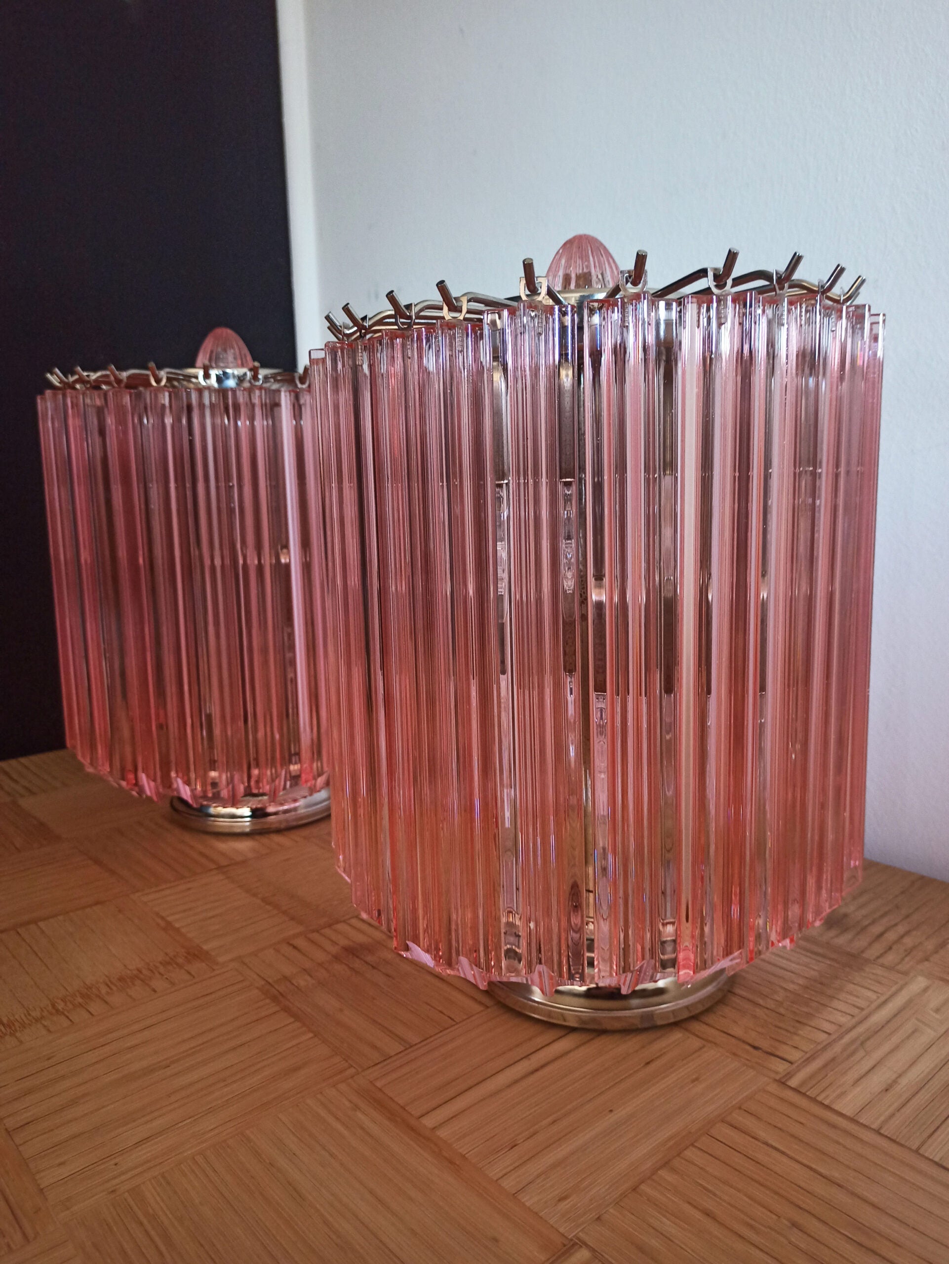 Murano Table Lamp | 24 Pink Prism Glass | Set of 2