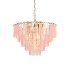 Pink Ridged Glass Rectangle Chandelier by Bling Lighting Studio