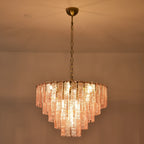 Pink Ridged Glass Rectangle Chandelier product image