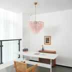 Pink Ridged Glass Rectangle Chandelier product image