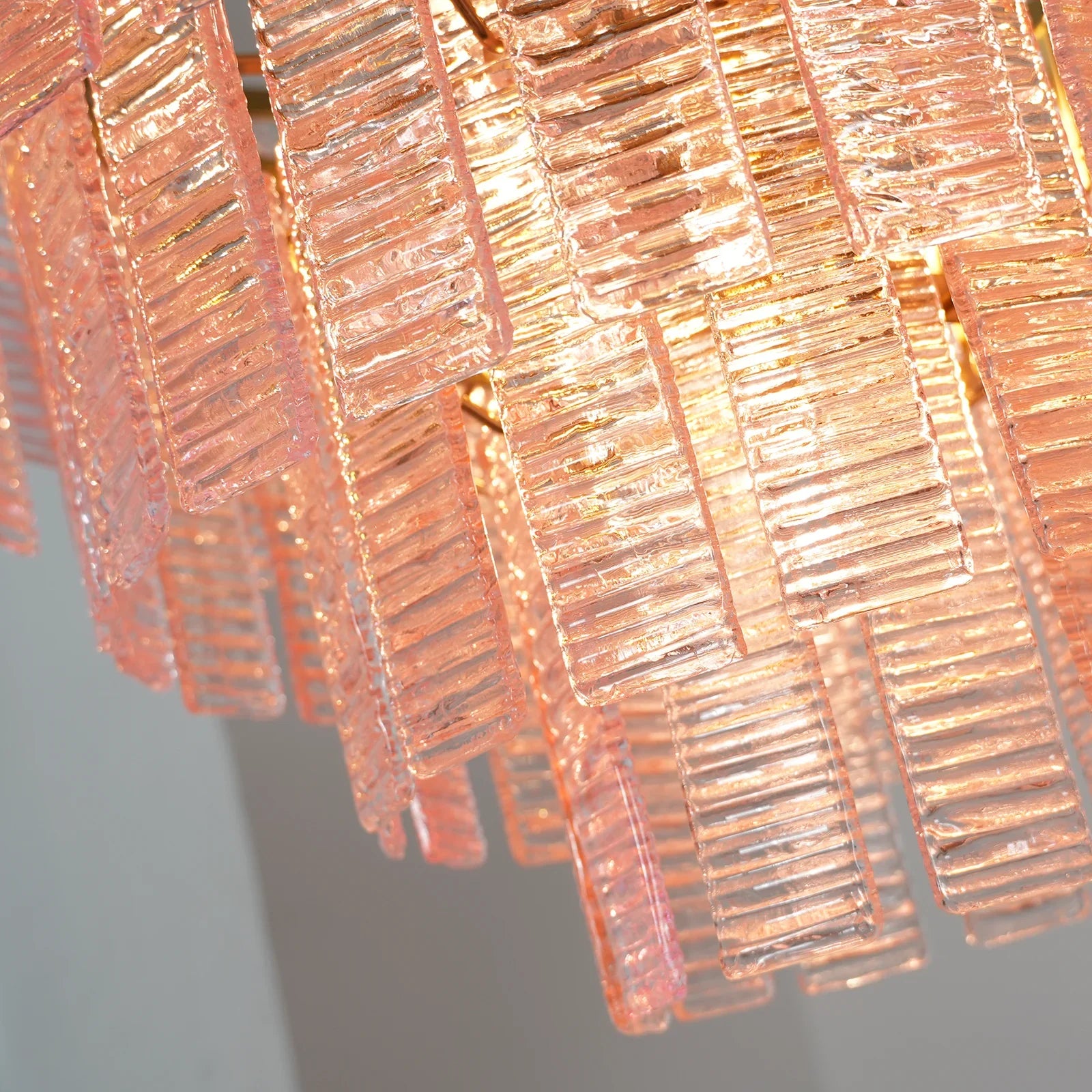Pink Ridged Glass Rectangle Chandelier product image