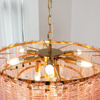 Pink Ridged Glass Rectangle Chandelier product image